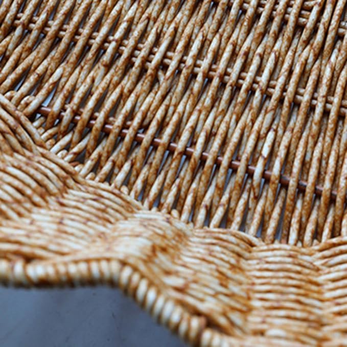 Wicker Round Basket, Scalloped Serving Wicker Basket, Household Food Display Tray Shell-Curved Scalloped Woven Tray, Seagrass Rattan Tray For Coffee Table Organizing