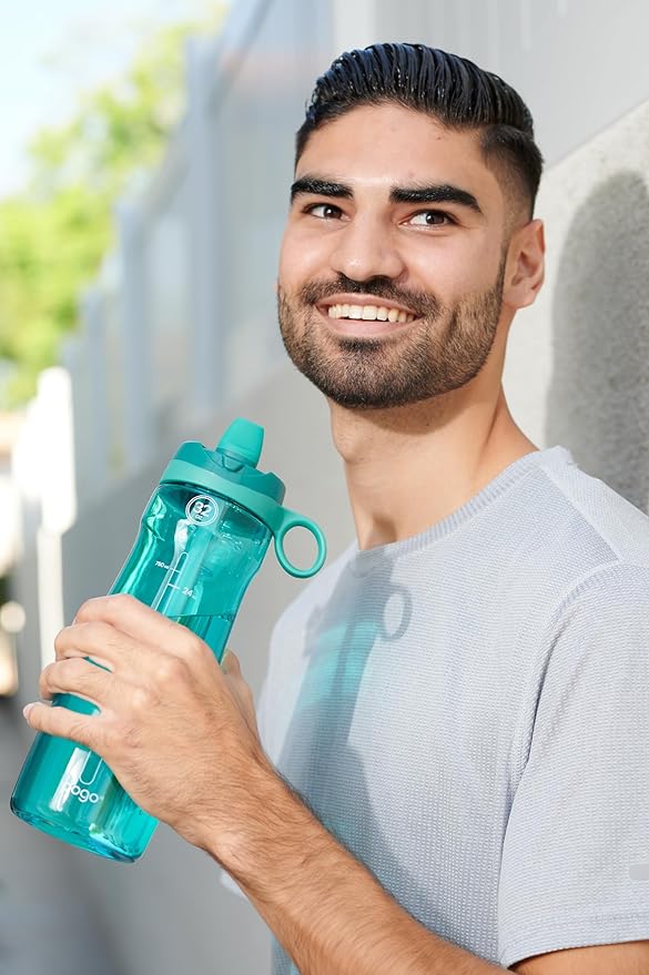 Pogo Plastic Water Bottle with Chug Lid and Carry Handle, Reusable, BPA Free, Dishwasher Safe, Perfect for Travel, School, Outdoors, and Gym | 18oz, 32oz, 40oz, 64oz
