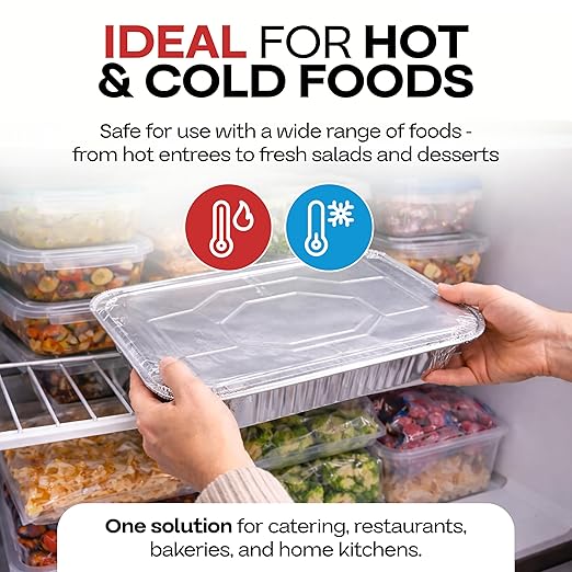 IDL Packaging Half-Size Aluminum Steam Table Pans - Deep, 13" x 11" x 3" (Pack of 25) - Disposable Foil Pan for Grilling, Roasting, BBQ, Cooking, Baking, Freezing