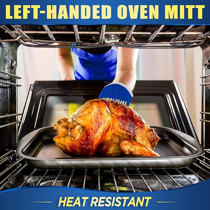 Lefty’s Left Handed Oven Mitt Glove - Heat Resistant Fabric - Soft Cotton Lining - 18” Long - Great for BBQ, Cooking, Kitchen, Grill - Gifts for Left-Handed People, Lefty, Adults, Women and Men
