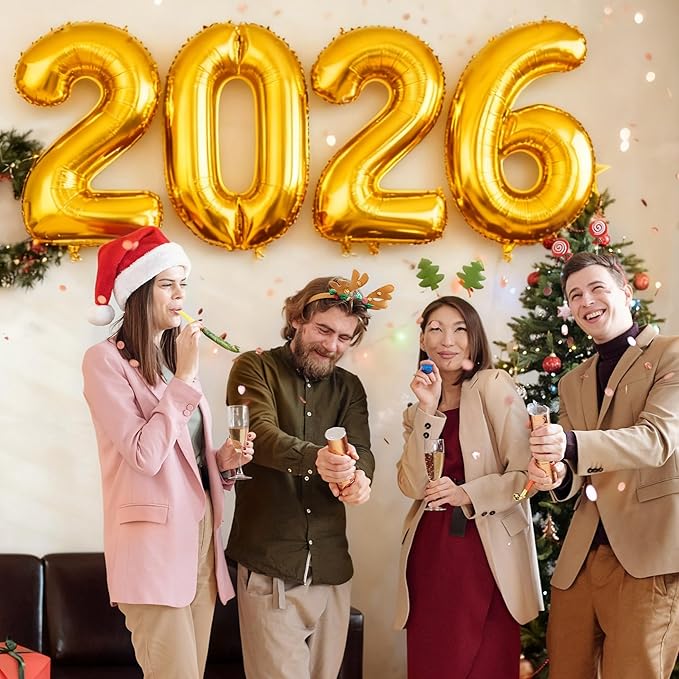 Giant Gold 2026 Number Balloons Large 32inch 2026 Foil Balloons Graduation for Happy New Year Party Supplies 2026 and Graduation Decorations Birthday Anniversary Party DecorDecor