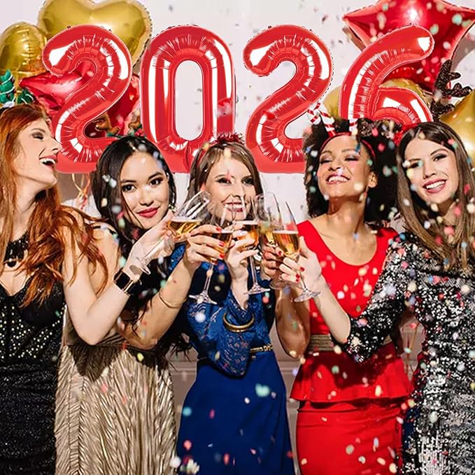 16 Inch 2026 Balloons Red, Number Balloons 16 Inch, New Years Balloons for 2026 New Years Graduation Decorations Home Office Decoration