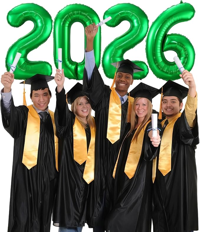Green 2026 Balloons, 40 Inch 2026 Number Balloon Foil New Year Balloon Numbers for New Years Eve Party Graduation Party Decoration