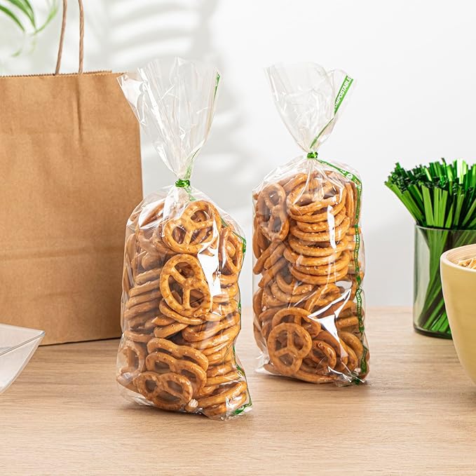 Resturantware Plastic Gusset Bags 100 Count 3 3/4" x 1 1/4" x 12" Wicker Dispensing Bottom Gusset Clear Plastic Bags Heat Sealable For Sourdough Bread Cookies Pastries For Home Bakers And Bakeries