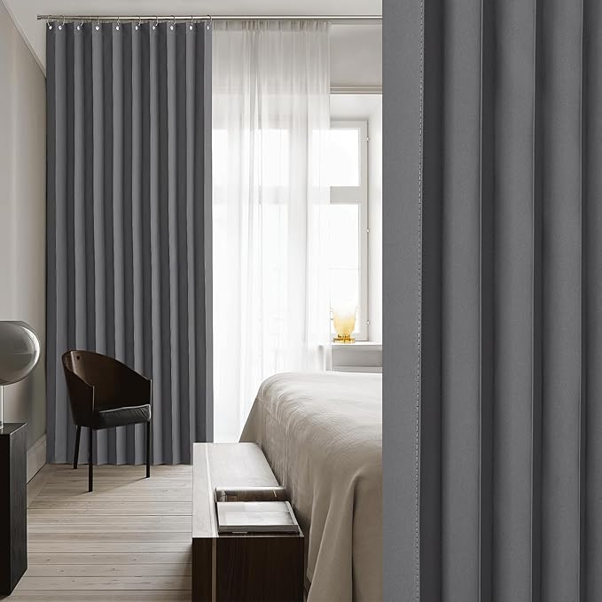 NICETOWN Door Blinds Short Window Curtains Blackout - Privacy Energy Saving Curtains for Bedroom Bathroom Basement Living Room Kitchen, Accordion Door Shade, W38 x L50 inches, Grey, 1 Panel