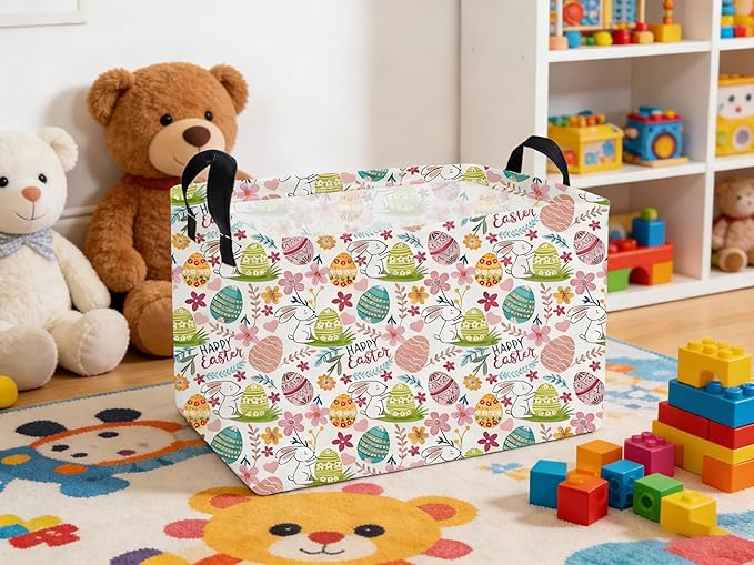 Essme Rectangular Easter Basket,Kids Baskets Empty with Handles,Cute Baskets for Kids Room Decor,Boys and Girls, Gift Basket