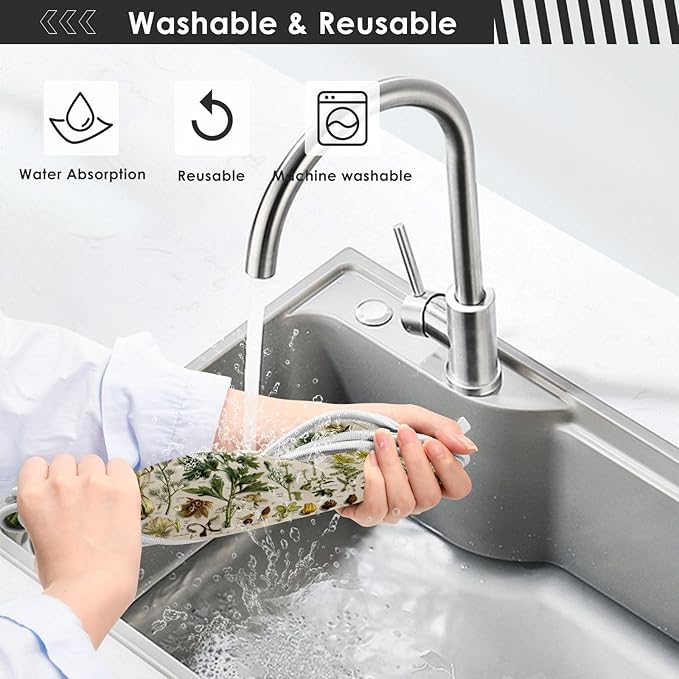 Kitchen Faucet Absorbent Mat, Antique Botanical Water Splash Guard for Sink, Faucet Drip Catcher Thicken Sponge Microfiber Faucet Water Catcher Mat Sink Absorbent Mat for Kitchen 14x5in 2 Pack