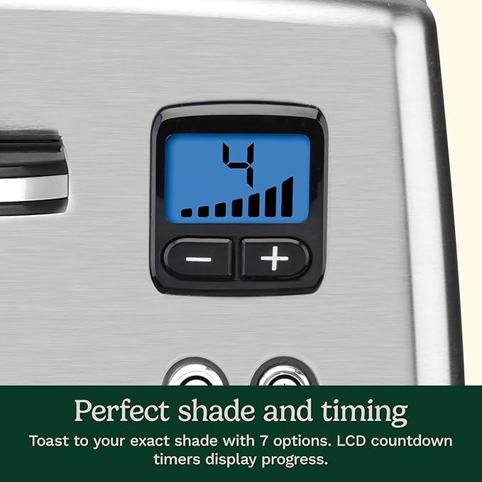 Cuisinart 4 Slice Countdown Motorized Toaster, Compact Design with Extra-Wide Slots for Toasting, Defrost & Reheat Functions, CPT-435P1, Stainless Steel