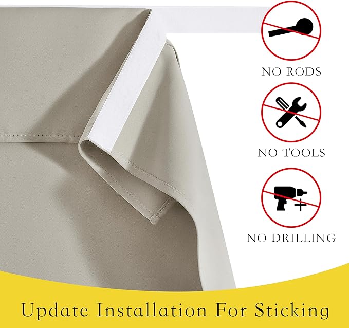 NICETOWN Tie Up Curtains for Kitchen Window, French Door Curtains 63 inches Long Privacy Short Blackout Window Covering for Patio Sliding Glass Door, W46 x L63 inch, 1 Panel, Flax Linen
