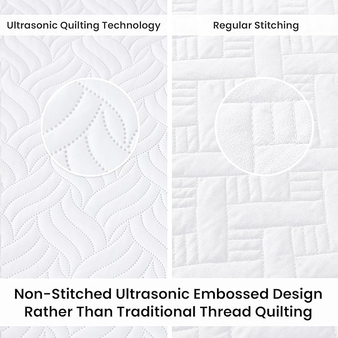 Love's cabin Quilts for Full Bed White Bedspreads Bedding Set - Lightweight Bedspread Comforter - Wave Pattern Bedding Coverlet for All Season - 3 Pieces (1 Quilt, 2 Pillow Shams)
