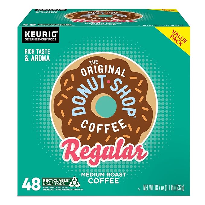 The Original Donut Shop Regular Keurig Single-Serve K-Cup Pods, Medium Roast Coffee, 48 Count, Pack of 4