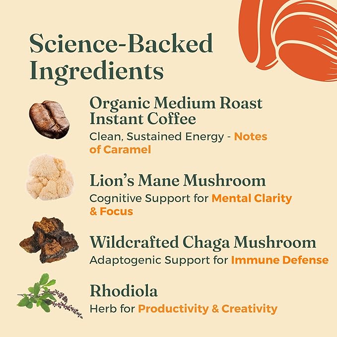 Four Sigmatic Mushroom Mix Coffee Lion's Mane | Focus | Pack of 3 (30 Packets Total)