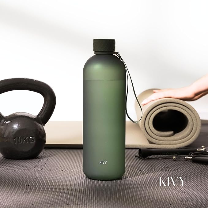 KIVY Large Water Bottle 50oz [Lightweight & Shatterproof] Fits Backpack & Cupholder for Travel, Sports, School - Extra large water bottle no straw - 1.5 Liter water bottles - 50oz Water bottle White