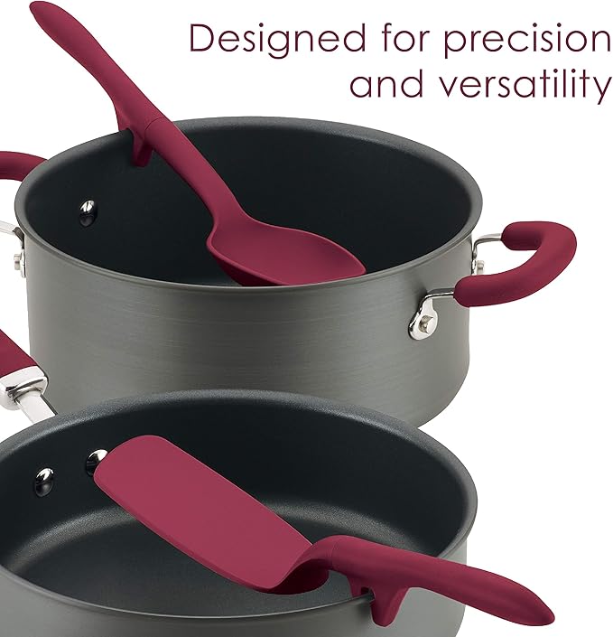 Rachael Ray 47916 3-Piece Lazy Tool Nylon Slotted Turner Set, Burgundy