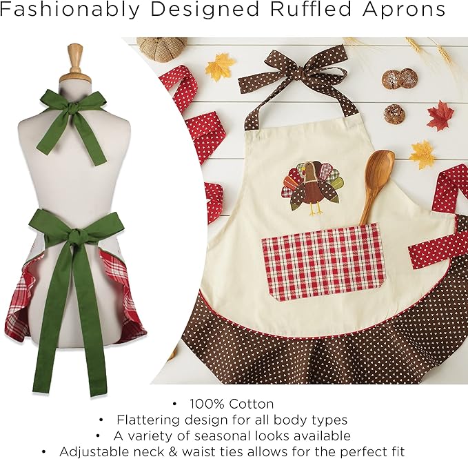 DII Women's Christmas Kitchen Apron Adjustable Adult Size for Cooking, Baking, Crafting & Entertaining