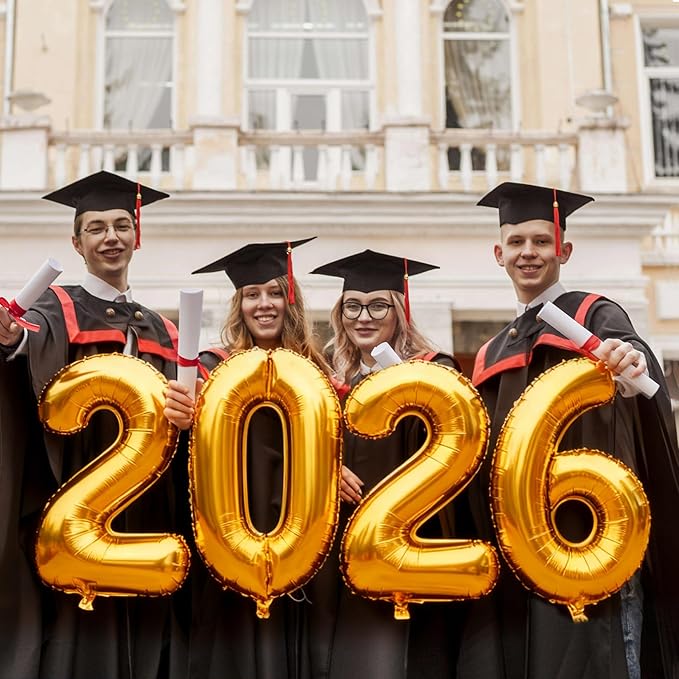 Giant Gold 2026 Number Balloons Large 32inch 2026 Foil Balloons Graduation for Happy New Year Party Supplies 2026 and Graduation Decorations Birthday Anniversary Party DecorDecor