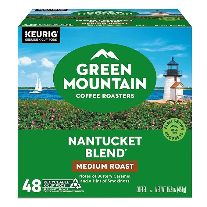 Green Mountain Coffee Roasters Nantucket Blend, Single-Serve Keurig K-Cup Pods, Medium Roast Coffee Pods, 48 Count