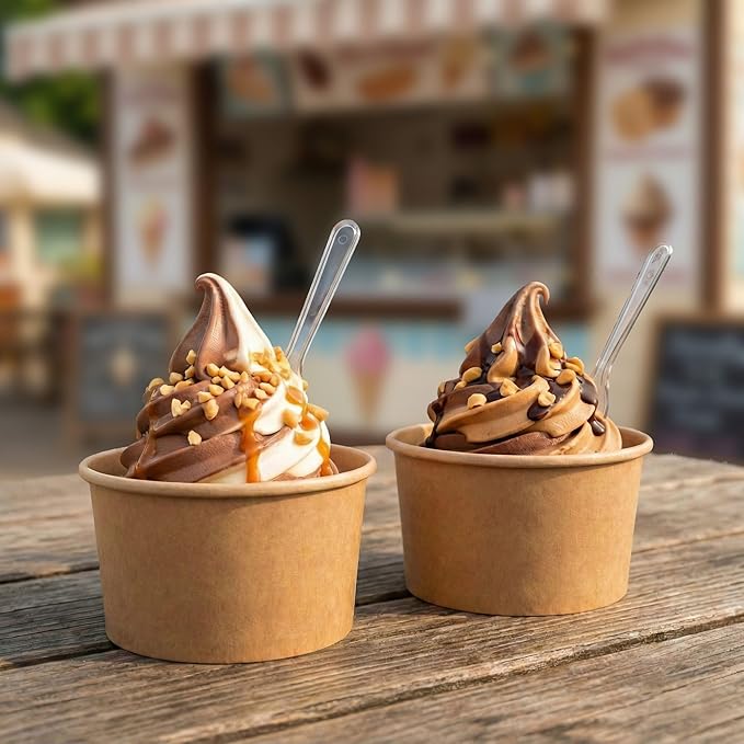 Coppetta 8-Ounce Dessert Cups, 200 Disposable Ice Cream Cups - Lids Sold Separately, Sturdy, Kraft Paper Frozen Yogurt Bowls, For Hot And Cold Foods, Perfect For Gelato Or Mousse - Restaurantware