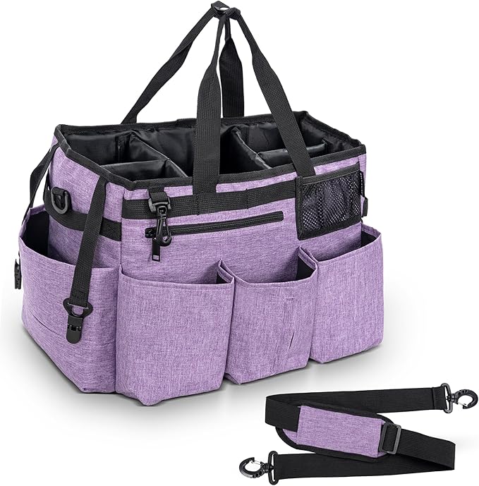IBVIVIC Wearable Cleaning Caddy Bag for Cleaning Supplies,Large Capacity Cleaning Organizer Purple