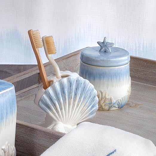 Avanti Linens - Toothbrush Holder, Countertop Acessories, Beach Inspired Home Decor (Abstract Coastal Collection)