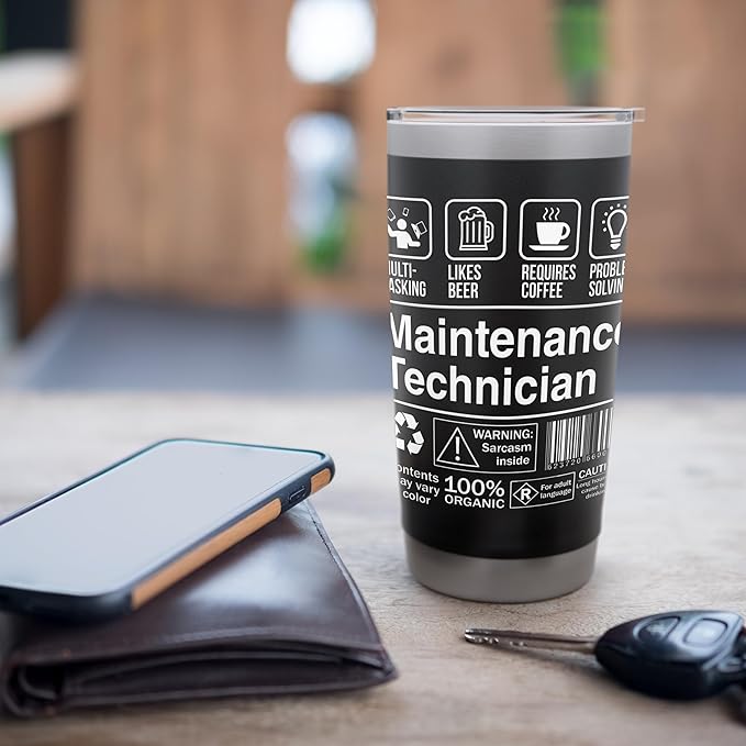 Maintenance Technician Funny Description Label Stainless Steel Insulated Tumbler