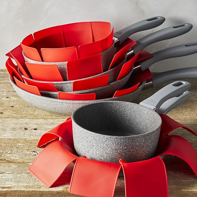 BALLARINI Accessories 5-pc 15.7-inch Silicone Cookware Protecters, Made in Italy, Red