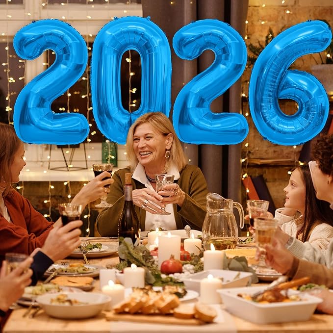 2026 Balloons, 40 inch 2026 Blue Number Balloons, 2026 Happy New Years Decorations, Large Foil Balloons Number for New Years Eve Party Supplies 2026, Class of 2026 Graduation Decorations