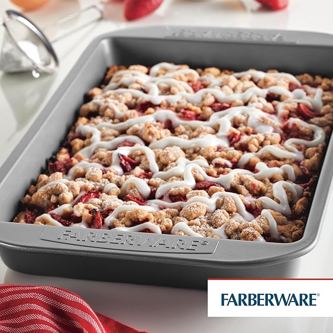 Farberware Nonstick Bakeware Baking Pan/Nonstick Cake Pan,Rectangle - 9 Inch x 13 Inch,Gray,(Pack of 6)