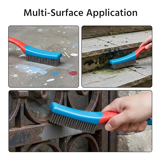 Wire Brushes for Rust Removal - Stainless Steel Wire Metal Brush for Cleaning Concrete, Paint Remover for Concrete & Grill Rust Remover with Ergonomic Handle (15.5x3.5cm)