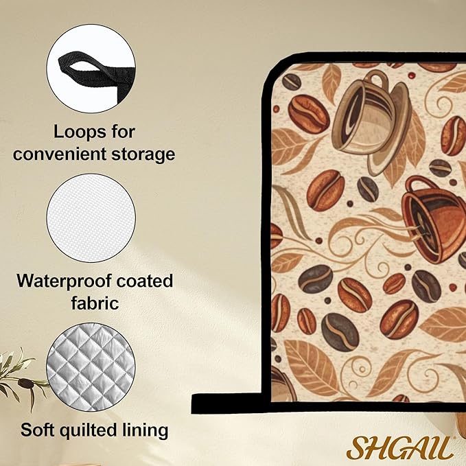 Vintage Coffee Leaves Oven Mitts and Heat Resistant Pads - Heat Resistant Gloves Potholder Set of 4 for Cooking, BBQ, Gifts for Women