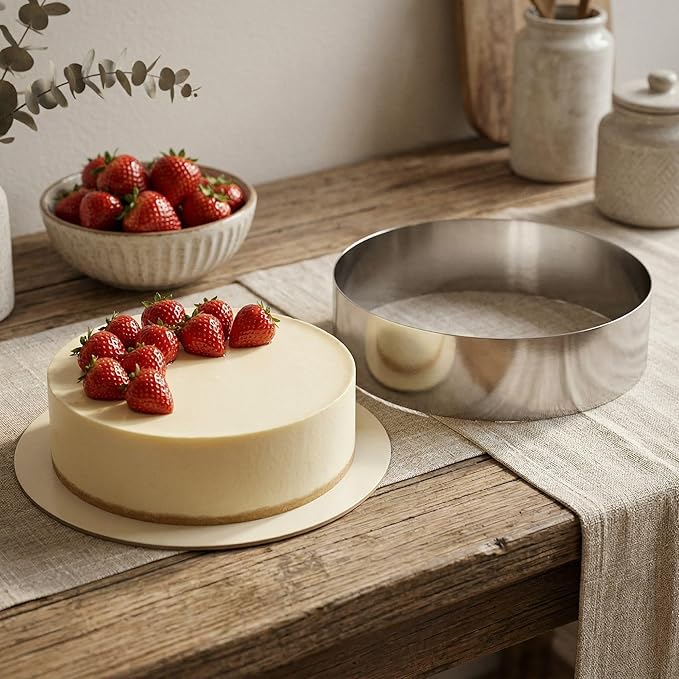 Restaurantware 10 x 2.4 Inch Baking Ring 1 Round Cake Ring - Oven-Ready Freezable Stainless Steel Ring Mold Dishwashable For Cooking Or Baking