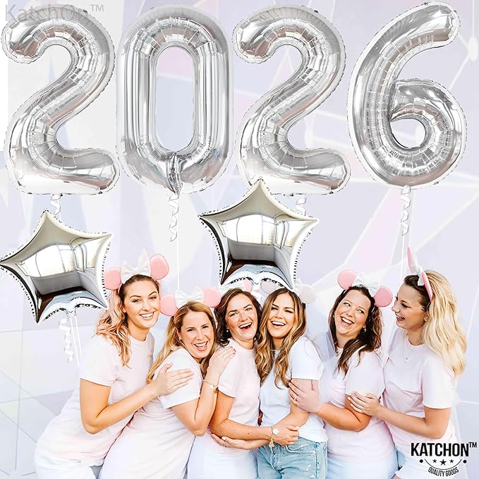 Katchon, Giant 2026 Balloons silver - 40 Inch | 2026 Graduation Decorations, Star Foil Balloons for Grad Party Decoration 2026, Graduation Decor, Graduation Balloons, Graduation Party Decorations 2026