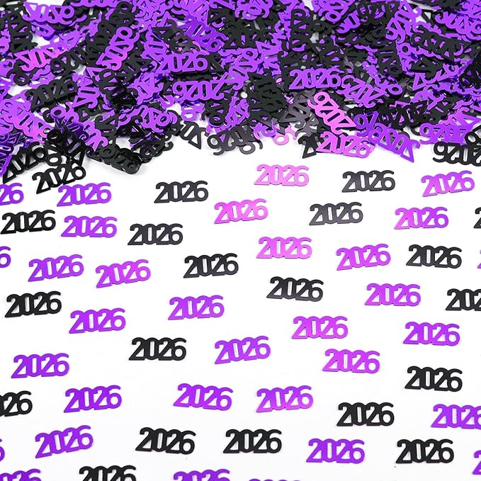 Black and Purple 2026 Confetti Graduation Table Centerpiece Grad Confetti for 2026 Graduation Party Decorations Supplies