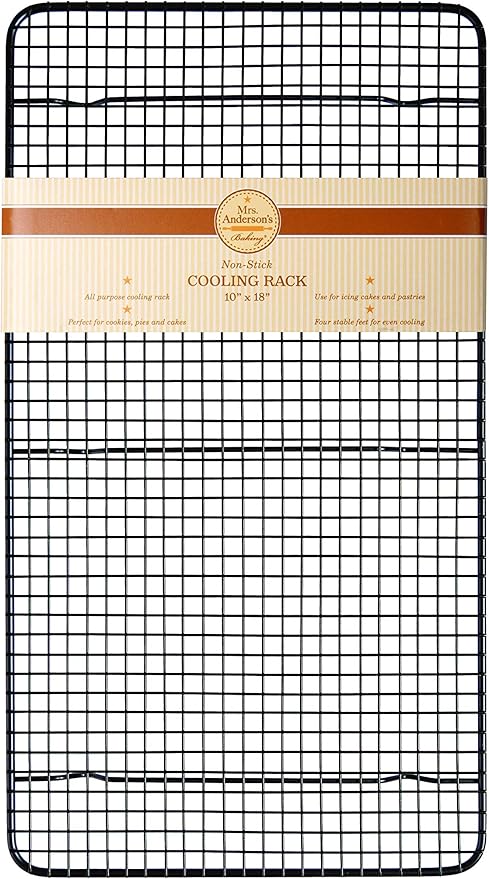Mrs. Anderson's Baking Professional Nonstick Cooling Rack, Heavy Duty Silicone-Coated Steel, 10 x 18 x 0.75-Inches