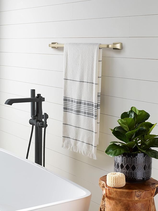 Amerock BH36014BBZ | Golden Champagne Towel Bar | 24 in (610 mm) Towel Rack | Highland Ridge | Bathroom Towel Holder | Bathroom Hardware | Bath Accessories