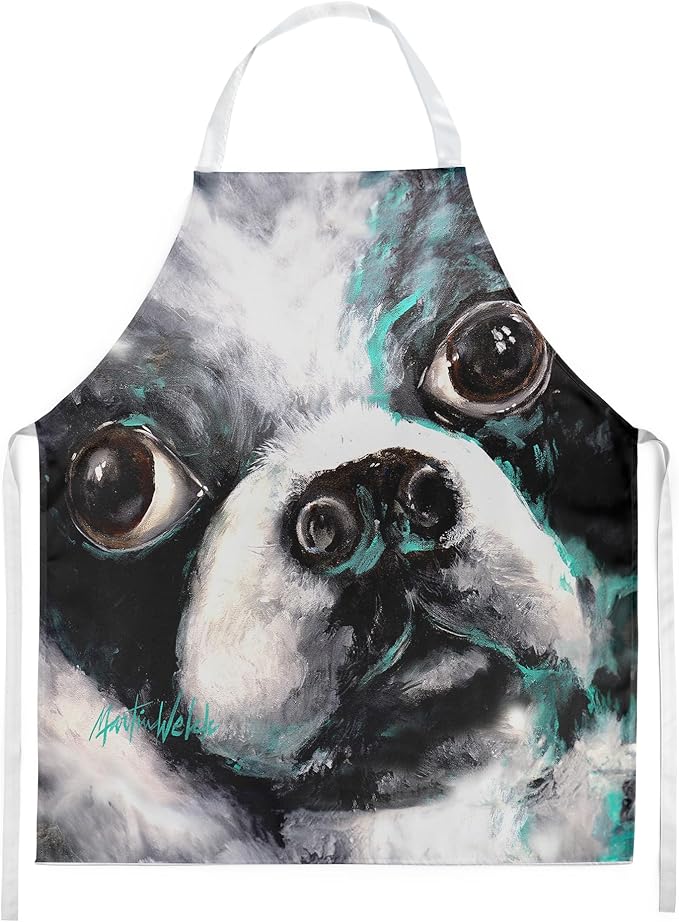 Caroline's Treasures Boston Terrier Pretty Please Apron Cooking Kitchen Server Baking Crafts Gardening for Adult Women Men, Unisex, Large, Multicolor
