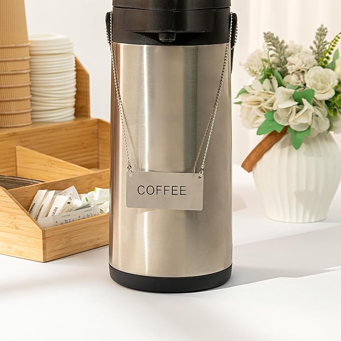 Restaurantware 26 Inches Chafer Urn Chain and 3.5 x 1.6 Inch "Coffee" Label - 12 Count - Met Lux Stainless Steel Chafing Dish Accessory, Durable, Easy to Use - Label for Catering, Buffet