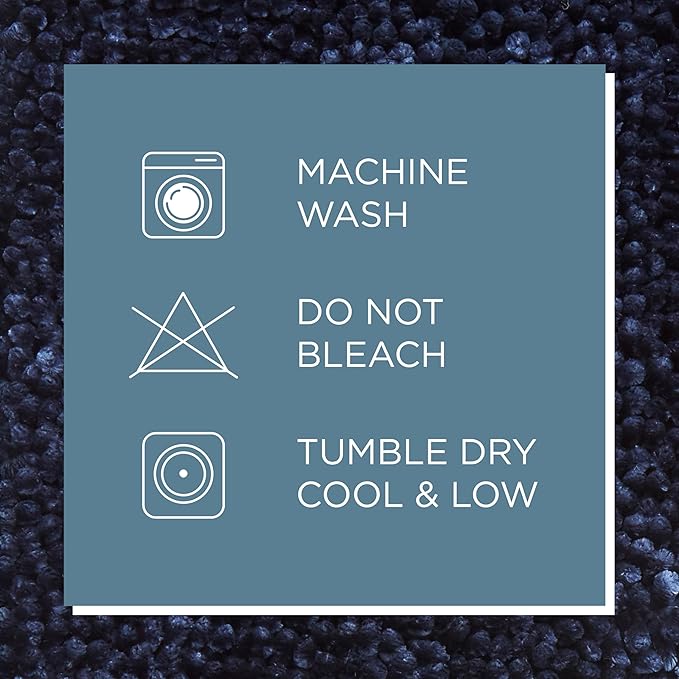 Town & Country Basics Spa Step Noodle Solid Bathroom Toilet Lid Cover, Plush, Soft, and Absorbent, Machine Washable, Blue, 18.5"x19.6"