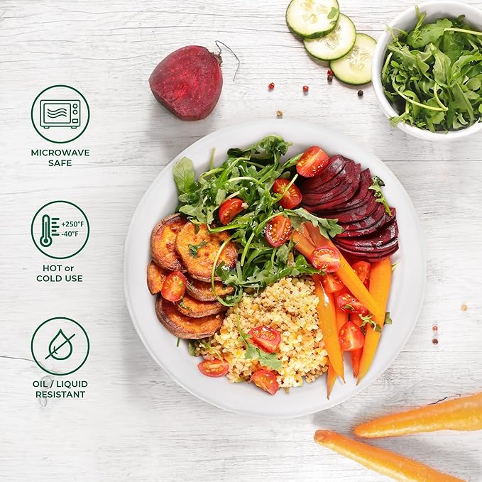 Freshware Paper Bowls - Disposable 32 oz Soup Bowl, 50-Pack Biodegradable Sugarcane Fiber Serving Bowls - Heavy Duty Bagasse for Hot Food Plates - Microwave & Freezer Safe, Stackable Dinnerware