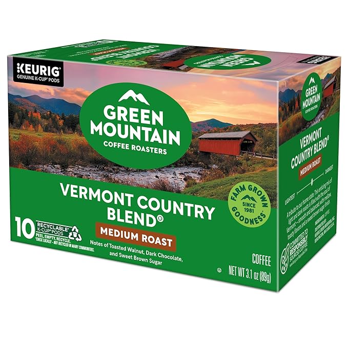 Green Mountain Coffee Roasters Vermont Country Blend Keurig Single-Serve K-Cup Pods, Medium Roast Coffee, 60 Count (6 Packs of 10)