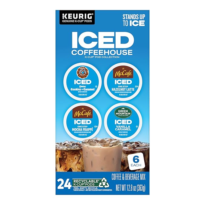 The Original Donut Shop® K-Cup Iced Duos Cookies and Caramel Coffee - Compatible with Keurig Brewer - Medium - 24 / Box