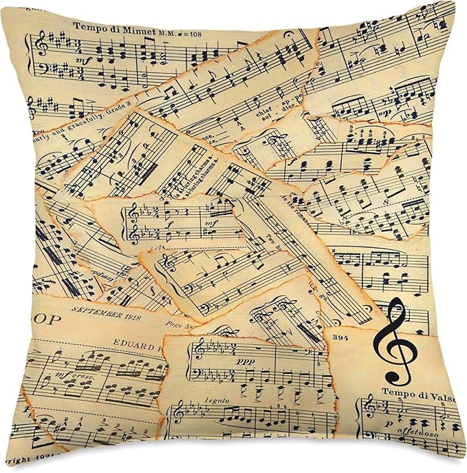 Sheet Music Pattern Musician Instructor Throw Pillow