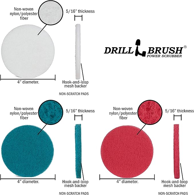 Drillbrush Scrub Brush - Drill Scrub Brush Attachment - Stone Cleaning - Deep Cleaning Brush - Ceramic Tile Cleaner Brush - Deck Scrub Brush - Drill Brush Pads - Rotary Drill Brush Cordless Scrubber