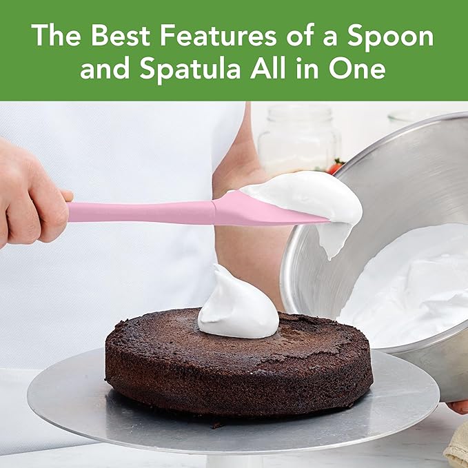 Tovolo Silicone Spatula for Cooking Baking Mixing Scraping Bowls Heavy Duty Dishwasher Safe Large Long Handle BPA Free One Piece Silicone Spatula Kitchen Utensil Heat Resistant, Pink Sorbet