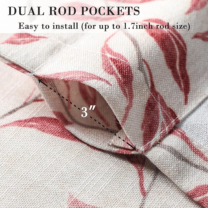 VOGOL Tier Curtains for Small Windows, Red Leaves Decorative Short Window Treatment for Kids Room Cafe Kitchen Bathroom, 30 x 24, 2 Panels, Rod Pocket