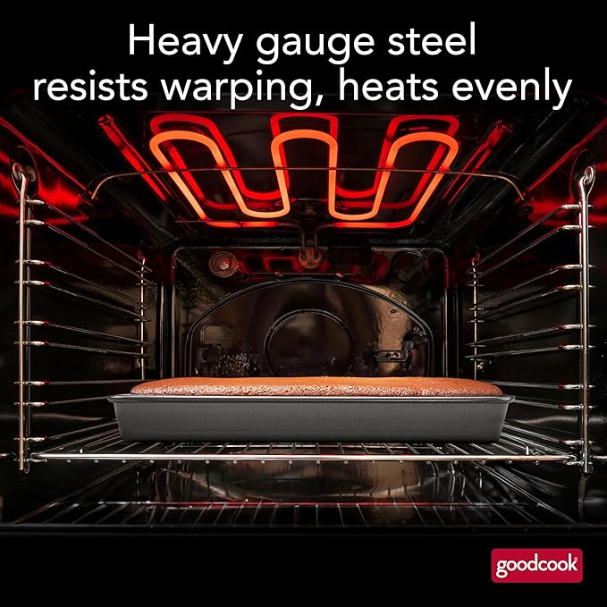 Good Cook Everyday Baking Pan with Scratch-Resistant Metal-Utensil Safe Nonstick, 7 x 11-Inch, Gray