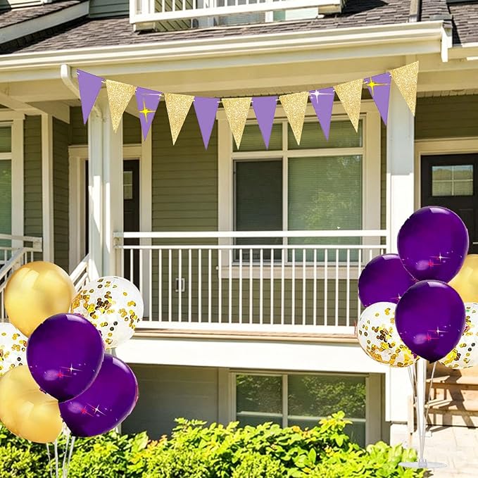 Graduation Decorations Purple Gold 2026/Purple Graduation Party Decorations 2026/Purple Gold Balloon Table Centerpiece Decorations/Birthday