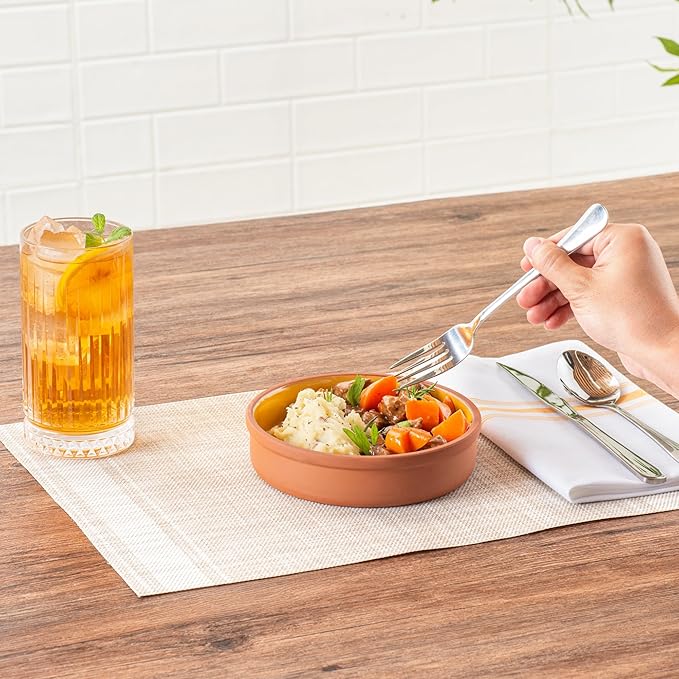 Restaurantware Terracotta Cazuela Bowls 2 Pack of 15 oz Durable Rustic Serving Dish Glazed Oven-Safe Bowl Freezer-Safe Tapas Dish Microwave-Safe Dishwasher-Safe