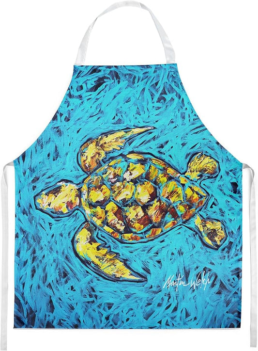 Caroline's Treasures Turtle Drive Apron Cooking Kitchen Server Baking Crafts Gardening for Adult Women Men, Unisex, Large, Multicolor