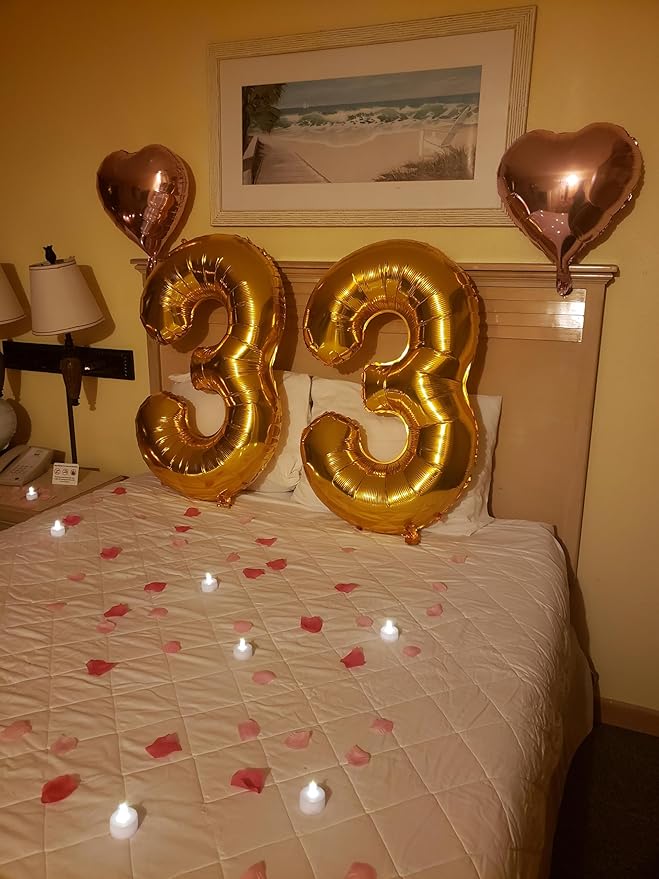 13 Balloon Number for Boys Girls, 40 Inch Number Balloons, Gold Ballons Decoration for 13 31 Birthday Party, Wedding Anniversaries, Graduation